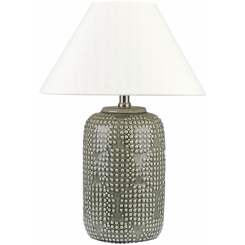 Image of Beliani - Base per lampada da tavolo in ceramica Luce d'ambiente Paralume bianco grigia Mussel