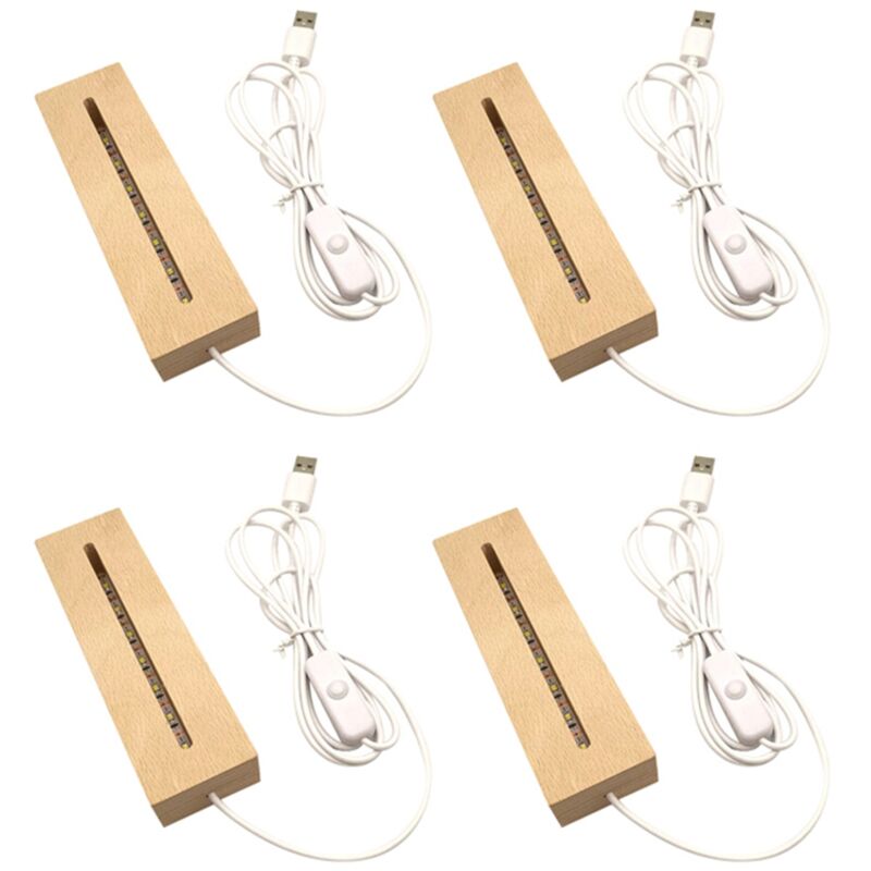 Image of Base per Luce Rettangolare nel Legno, Display un led Legno Supporto Lampada Piedistallo Acrilico, , Notturna, Arte Della Resina