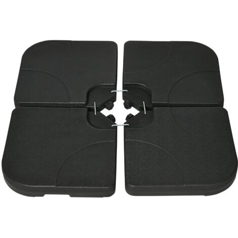 Base per Ombrellone 4 Pezzi in HDPE Riempibili 104x104x7.5 cm Nera