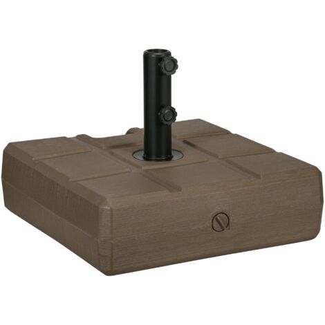Base per Ombrellone 49x49x36,5 cm Riempibile con Maniglia in HDPE e Acciaio Marrone