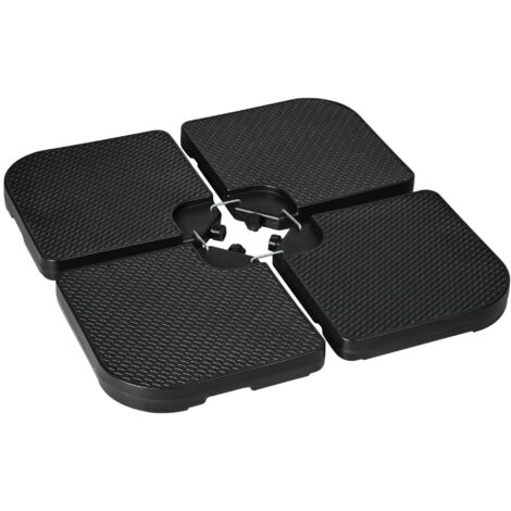 Base per Ombrellone 99,7x99,7x8,3 cm set 4 Pezzi Impilabili in HDPE Nero