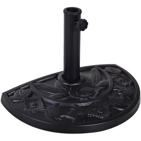 Base per Ombrellone a Mezzaluna 50x31x32 cm per Pali da Ø3,8 e Ø4,8 cm in Resina Nero
