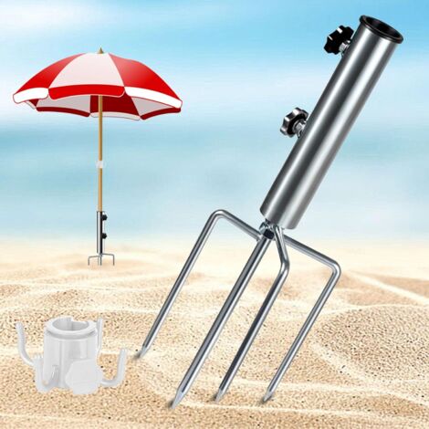 Base per ombrellone, Base per ombrellone da spiaggia con 4 ganci per ombrellone regolabili coordinati, Attacco per ombrellone da esterno per pesca, giardino, spiaggia, spiaggia, prato