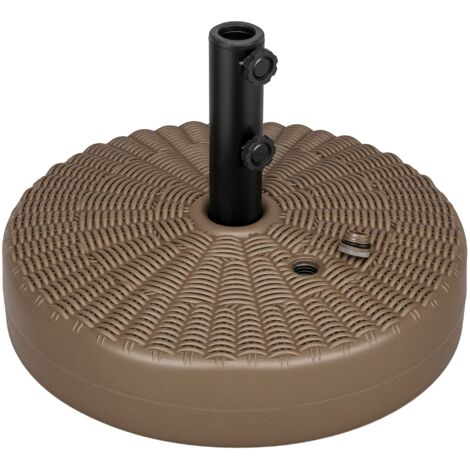 Base per ombrellone con 2 maniglie integrate, in HDPE e acciaio, Ø51x36 cm, marrone e nero