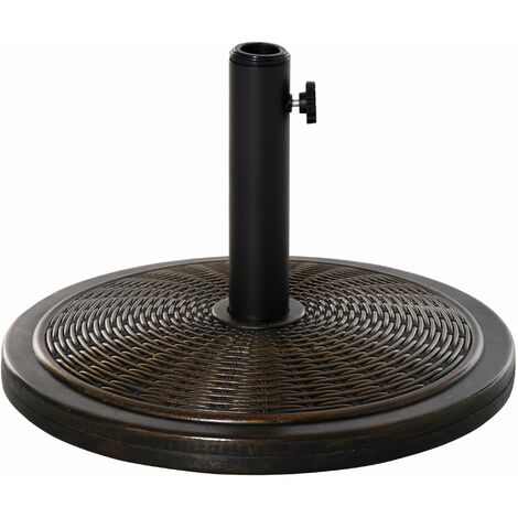 Base per Ombrellone  da 14kg con Effetto Rattan  Ø48x34 cm in Cemento e Plastica Bronzo