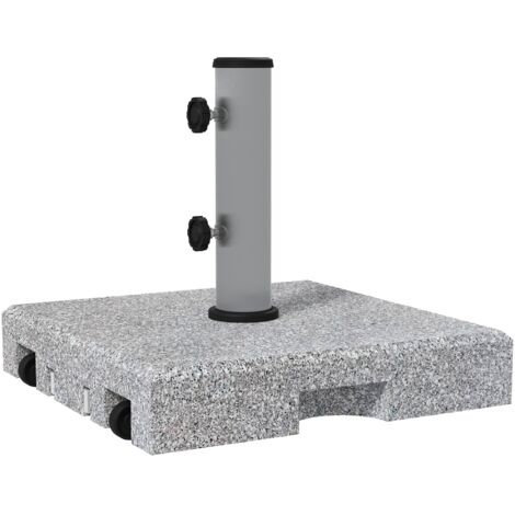 Base per Ombrellone da 28kg in Granito con Maniglia Estensibile e Rotelle 41x41x37.5cm Grigio