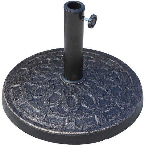 Base per Ombrellone da Giardino 12kg Rotonda in Resina Marrone Ø44x33 cm