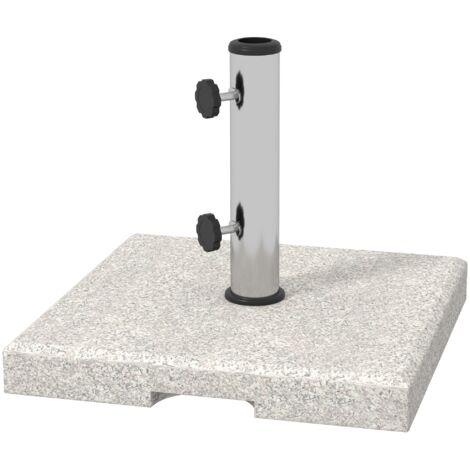Base per Ombrellone da Giardino 25kg 38x38x38 cm in Granito e Acciaio Inox Grigia