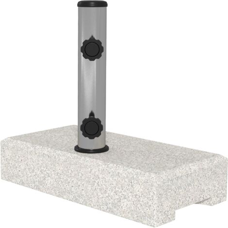 Base per Ombrellone da Giardino 25kg 45x22.5x40 cm in Granito e Acciaio Inox Grigia