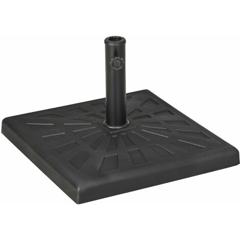 Base per Ombrellone da Giardino Ø32 a Ø48 51x51x32 cm in Resina e Acciaio Nero