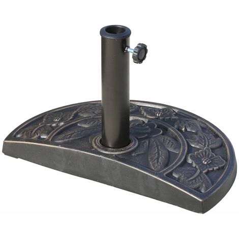 Base per Ombrellone da Giardino Ø38 a Ø48 9 kg Mezzaluna Regolabile con Manopola 50x31x32 cm