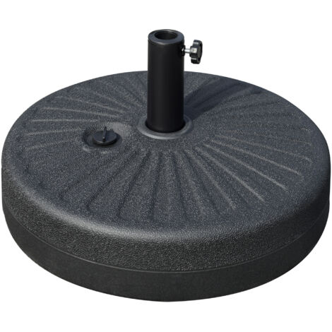 Base per Ombrellone da Giardino con Palo Centrale Φ3.8cm e 4.8cm, HDPE Nero