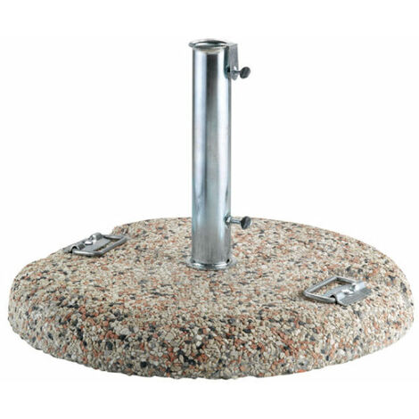 Base per ombrellone peso da 75kg tubo da 65mm, in graniglietto con maniglie in acciaio inox zincato