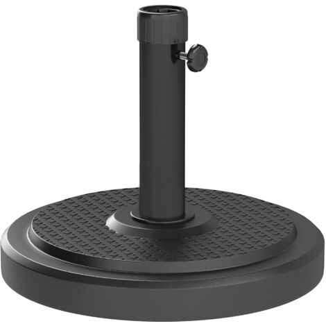 Base per Ombrellone Rotonda per Pali da Ø3,8 e Ø4,8 cm in Calcestruzzo Rivestito in HDPE Nero