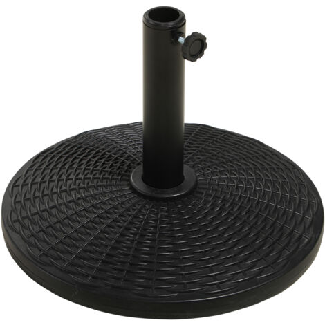 Base per ombrellone rotondo effetto rattan, 12,5 kg, supporto per pali da 38 mm e 48 mm, Ø44,5 cm, nero