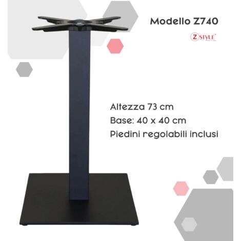 Base per tavoli in metallo - ZStyle Z740: 40 x 40 x H73 cm base tavolo, gamba tavolino , piede centrale, metallo, per catering bar ristoranti bistrot - basamento - per interno / esterno