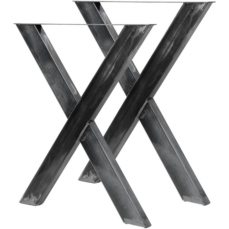 Image of Base per tavolo 72x60 cm con gambe tavolo a forma di X acciaio verniciato - silbergrau