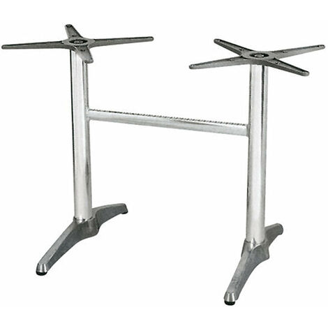 Base per Tavolo Rettangolare da Giardino con Piede a 2 Razze in Alluminio Silver