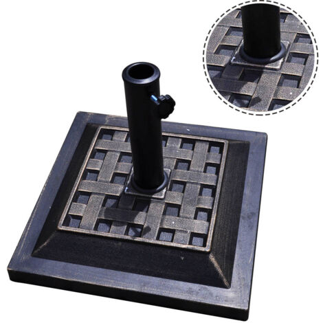 Base/Pied de Parasol Support pour parasol de Diamètre de 38mm ou 48mm Base de parasol en résine Bronze Carré Maison Chic