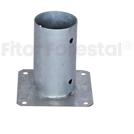 Base plana para poste Ø8cm zincada