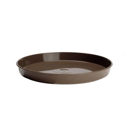 Base plástica redonda de aspecto madera para maceta 14 cm tamaño 0 marrón