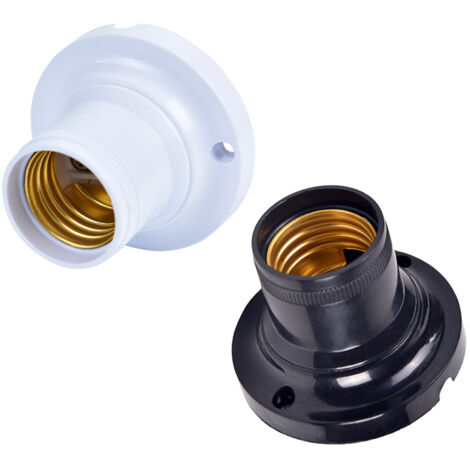 BASE PORTALAMPADA E27 IN TERMOPLASTICA - SCELTA TRA NERO E BIANCO CON FORI DI FISSAGGIOColore portalampada E27 Bianco