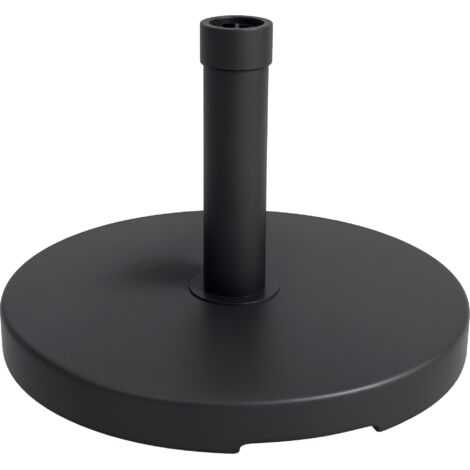Base pour parasol ronde de 15 kg pour poteaux Ø24-38mm, plastique et ciment, Ø46.5 cm, noir