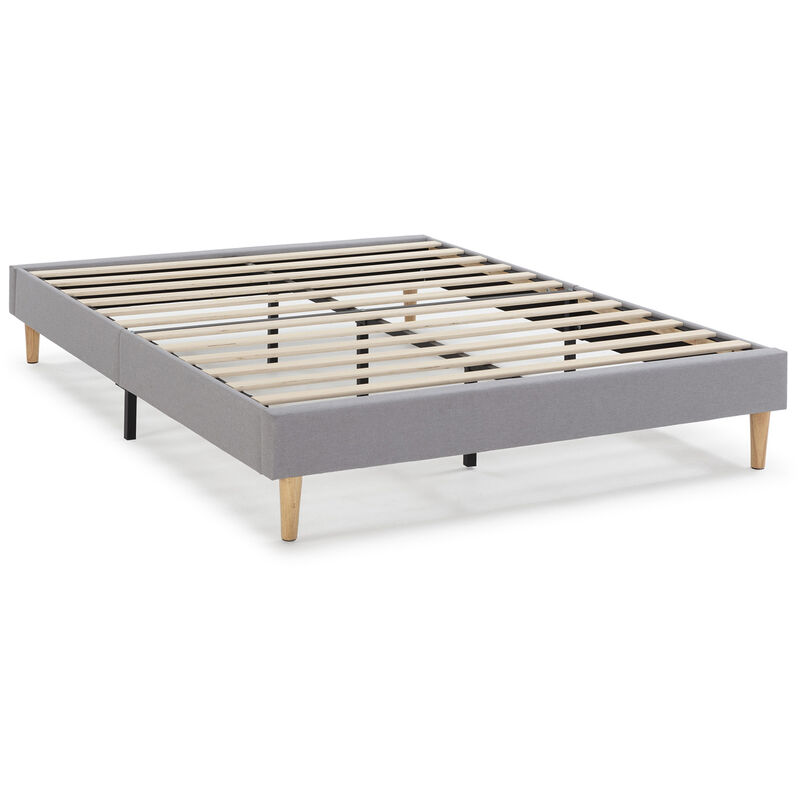 Base rembourrée Aura 140x190 cm Gris clair, Hauteur 30 cm