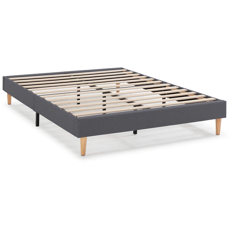 Base rembourrée Aura 150x190 cm Gris Foncé, Hauteur 30 cm