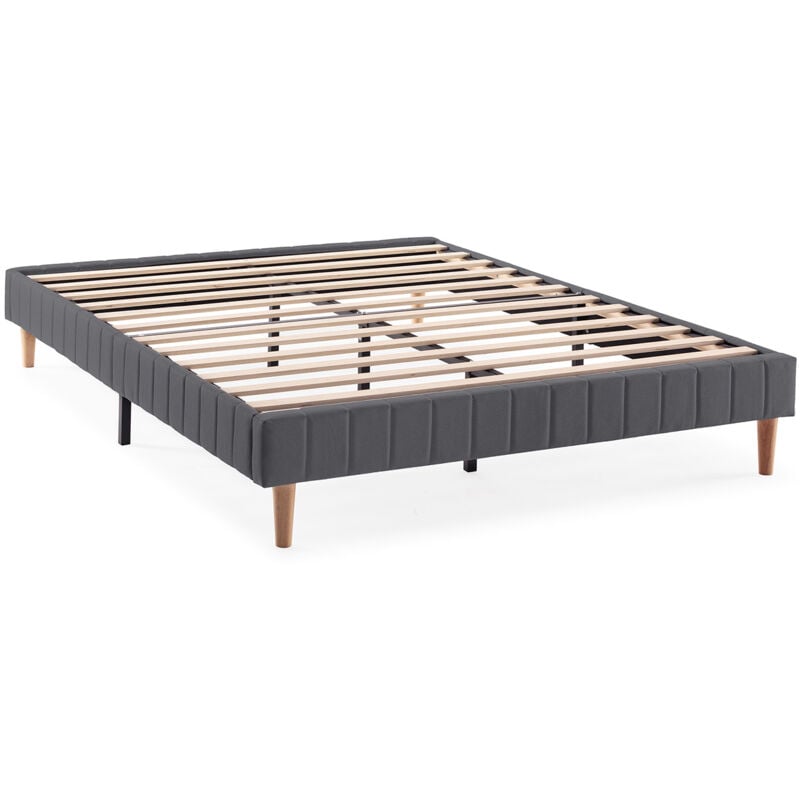 Base rembourrée Eris 160x200 cm Gris foncé