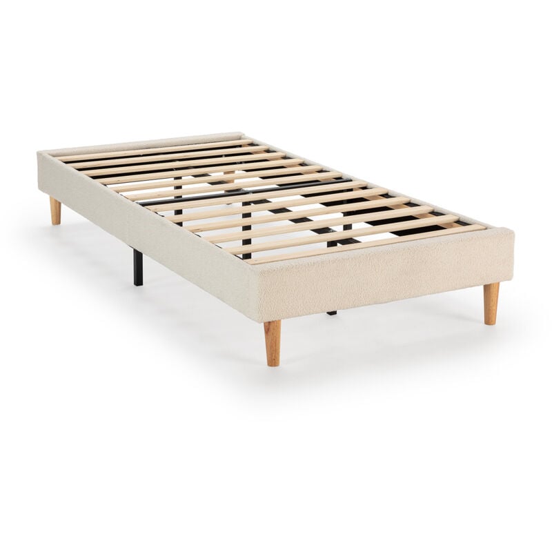 Vs Venta-stock - Base rembourrée Niebla 90x190 cm Imitation tissu mouton beige