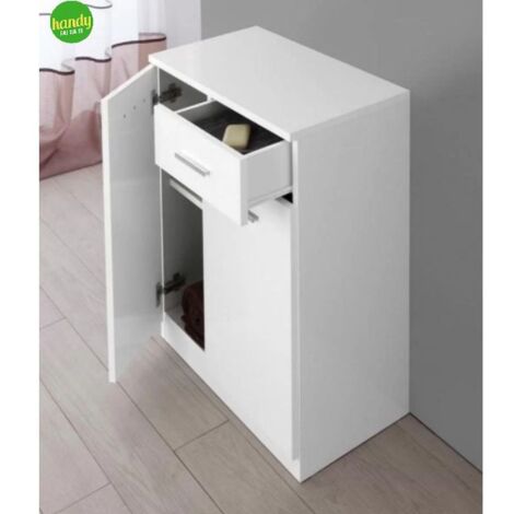 Base singola da bagno due ante e cassetto in melaminico bianco  h.80cm l=60cm h=80cm p=34cm SAVINI