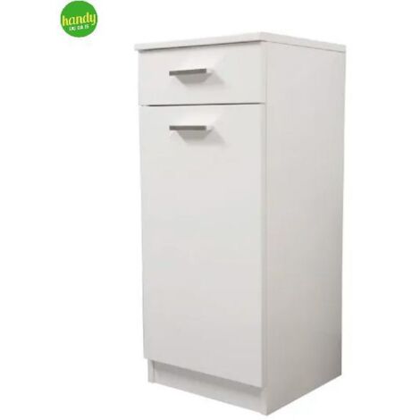 Base singola da bagno un anta e cassetto in melaminico bianco h.80cm l=35cm h=80cm p=34cm SAVINI