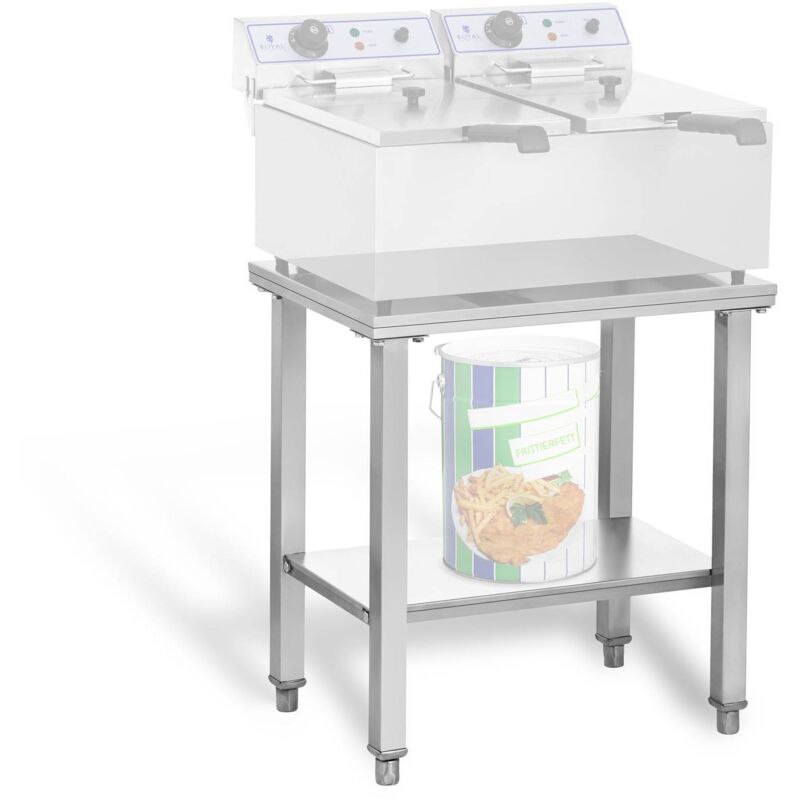 Royal Catering - Base Solide Pour Double Friteuse 62X42Cm En Acier Inoxydable 150Kg De Capacité