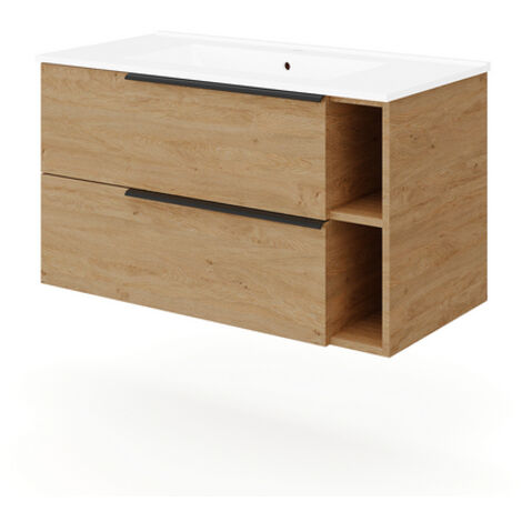 BASE SOSPESA MOBILE BAGNO CON LAVABO MOD. LOFT- cm 101x46 Rovere naturale- DH- pezzi 1