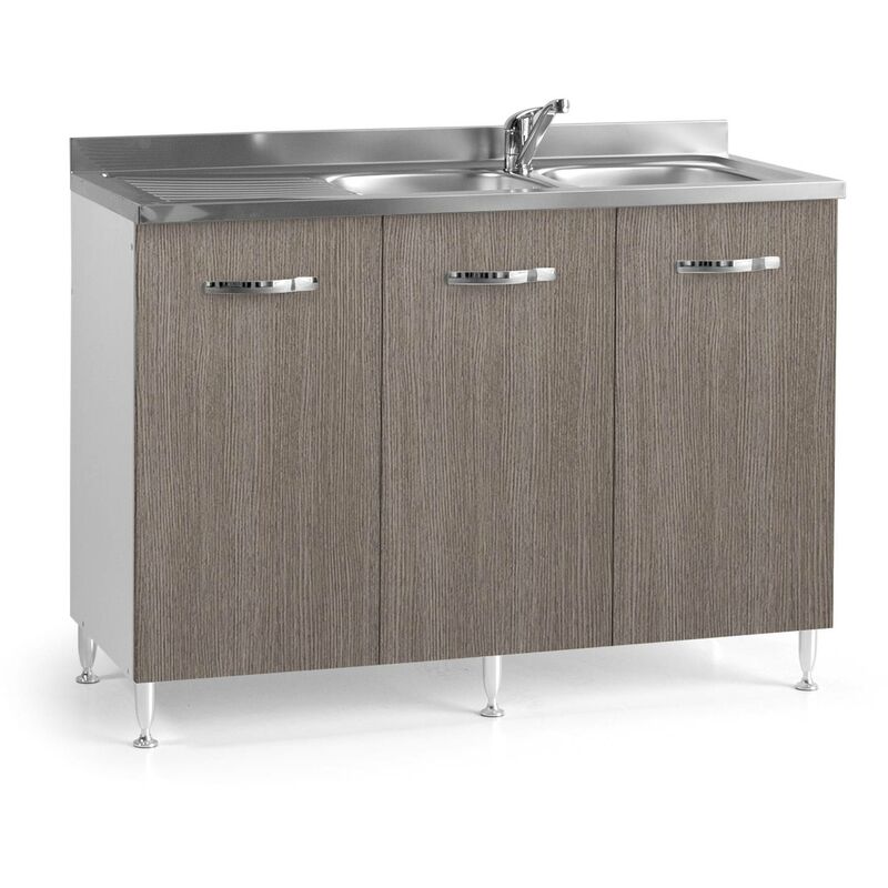 Cucina Mobile Base Lavello.Base Sottolavello Cucina 120x50xh85 In Legno Con Lavello A Doppia Vasca Larice Az424