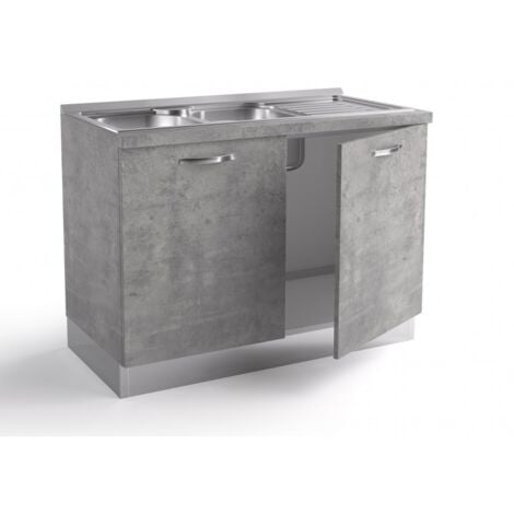 Base sottolavello cucina 120x60xH84 cm in legno colore grigio con due ante - Massa