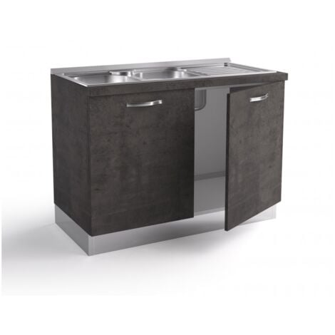 Base sottolavello cucina 120x60xH84 cm in legno colore Lava con due ante - Massa
