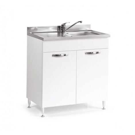 Base sottolavello cucina 80x50x85 cm con lavello a vasca singola bianco frassinato - Foligno
