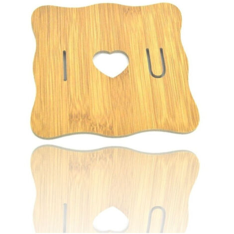 Base Sous La Casserole Plat En Bois Motif I Love You 17x17cm