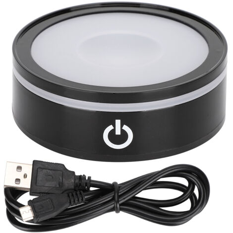 Base Sphère Cristal LED Noir - Lumière Blanche Colorée, Mode Tactile Multi-Fonctions, Gravure Laser 3D Intérieure pour Voiture