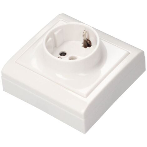 Base superficie Sucko 2P + TT lat. Blanco 80x80mm 16A 250V