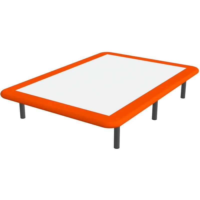Base tapizada 3D BREMEN CONTORNO Color Principal - Polipiel Orange Naranja, 105 x 200 cm., Patas - Sin patas