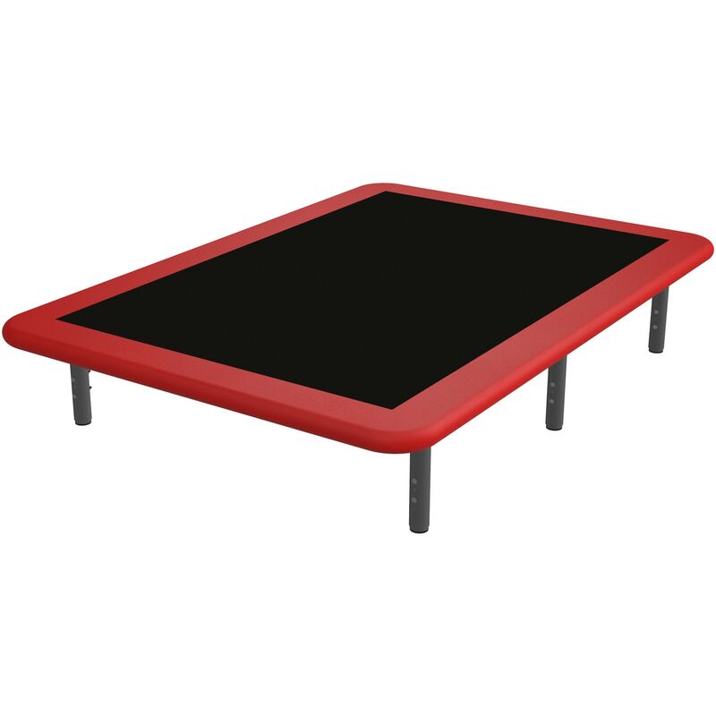 Topdormitorios - Base tapizada 3D BREMEN CONTORNO Color Principal - Polipiel Red Rojo, 100 x 180 cm. , Patas - Con patas metálicas regulables en