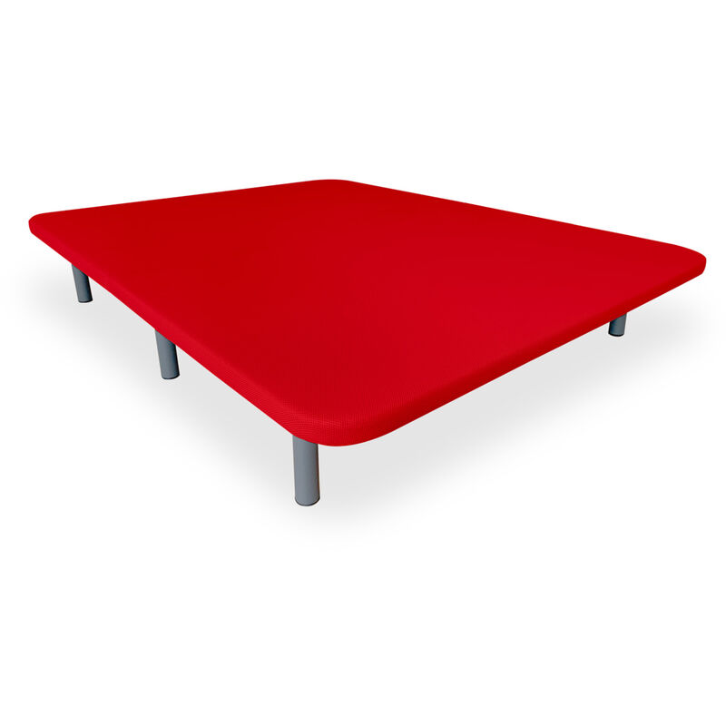 

Base Tapizada 3D Reforzada | Anti ruido con 3 Barras de Refuerzo | Color Rojo | 6 Patas metálicas roscadas de 30cm | 135x190 - Rojo