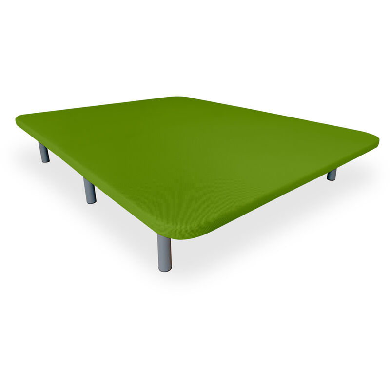 

Base Tapizada 3D Reforzada | Anti ruido con 5 Barras de Refuerzo | Color Verde | 6 Patas metálicas roscadas de 30cm | 135x190 - Verde