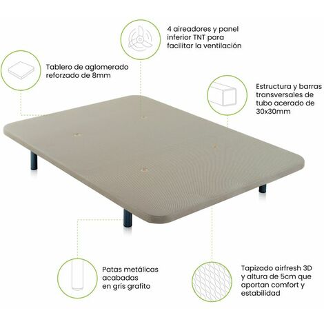 Base tapizada Air 3D Beige 150x190 con patas