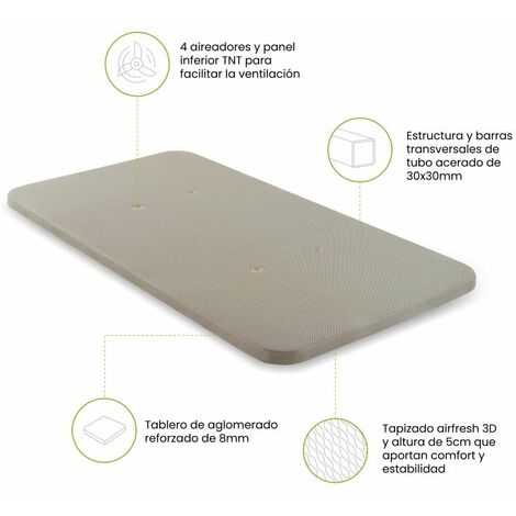Base tapizada Air 3D Beige 90x190