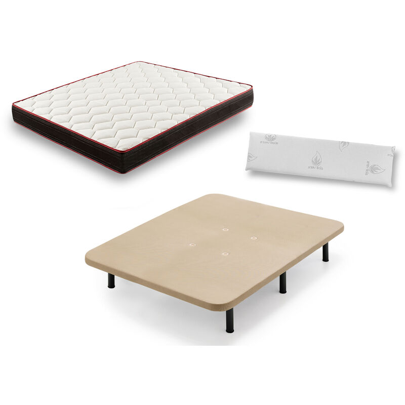

Hogar24 - Base tapizada + Colchon Memory Fresh + Almohada 100 % vicoelastica 26 CM -135x200cm