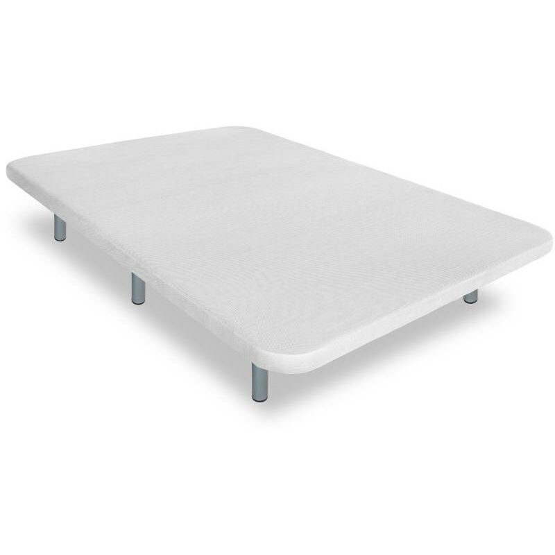 

Base Tapizada modelo Drago con Sistema Antiruido 3D Blanco medida 120 x 180 cm Súper-Reforzada con 6 patas de 27 cm y 5 barras transversales